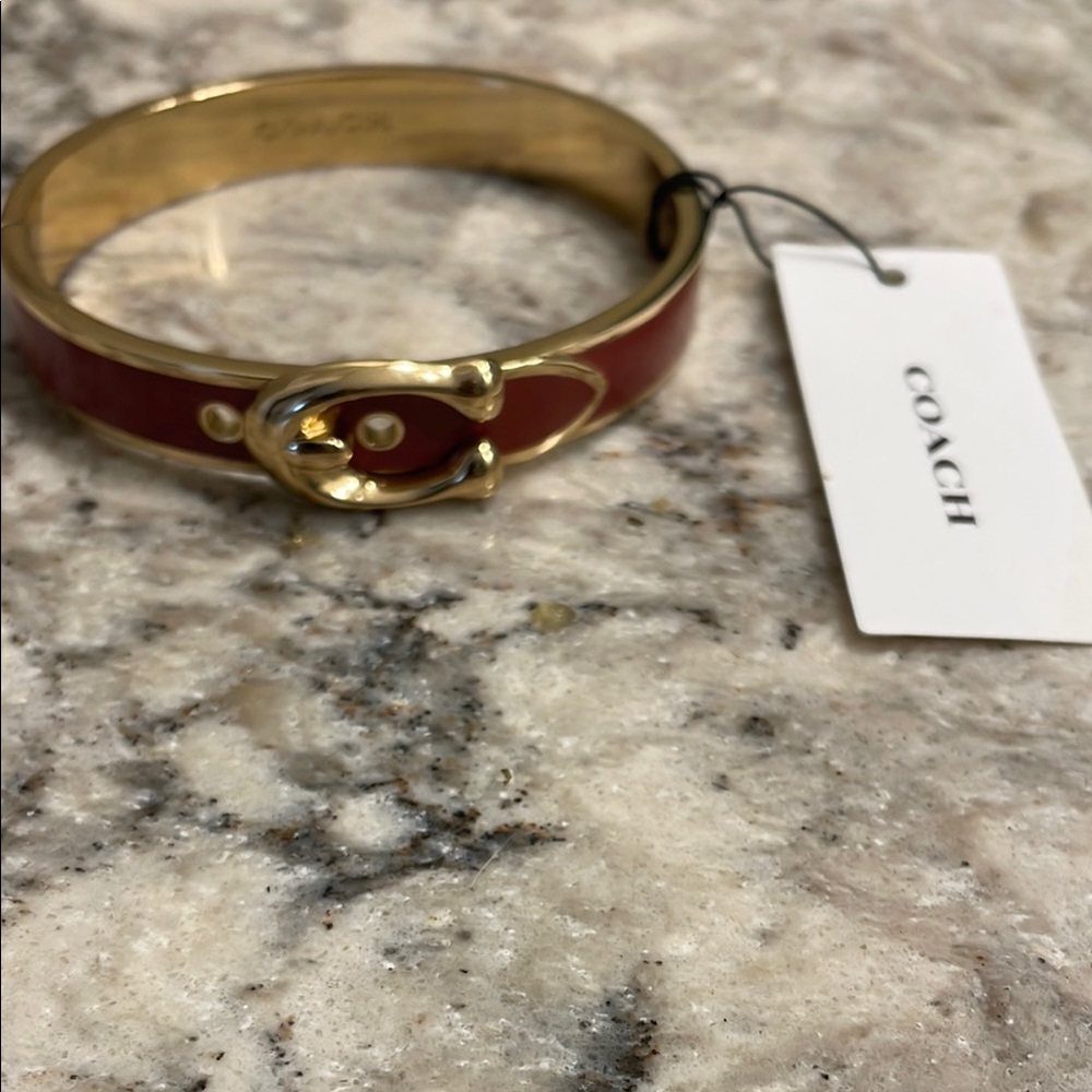 Coach Red and Gold Buckle Bangle